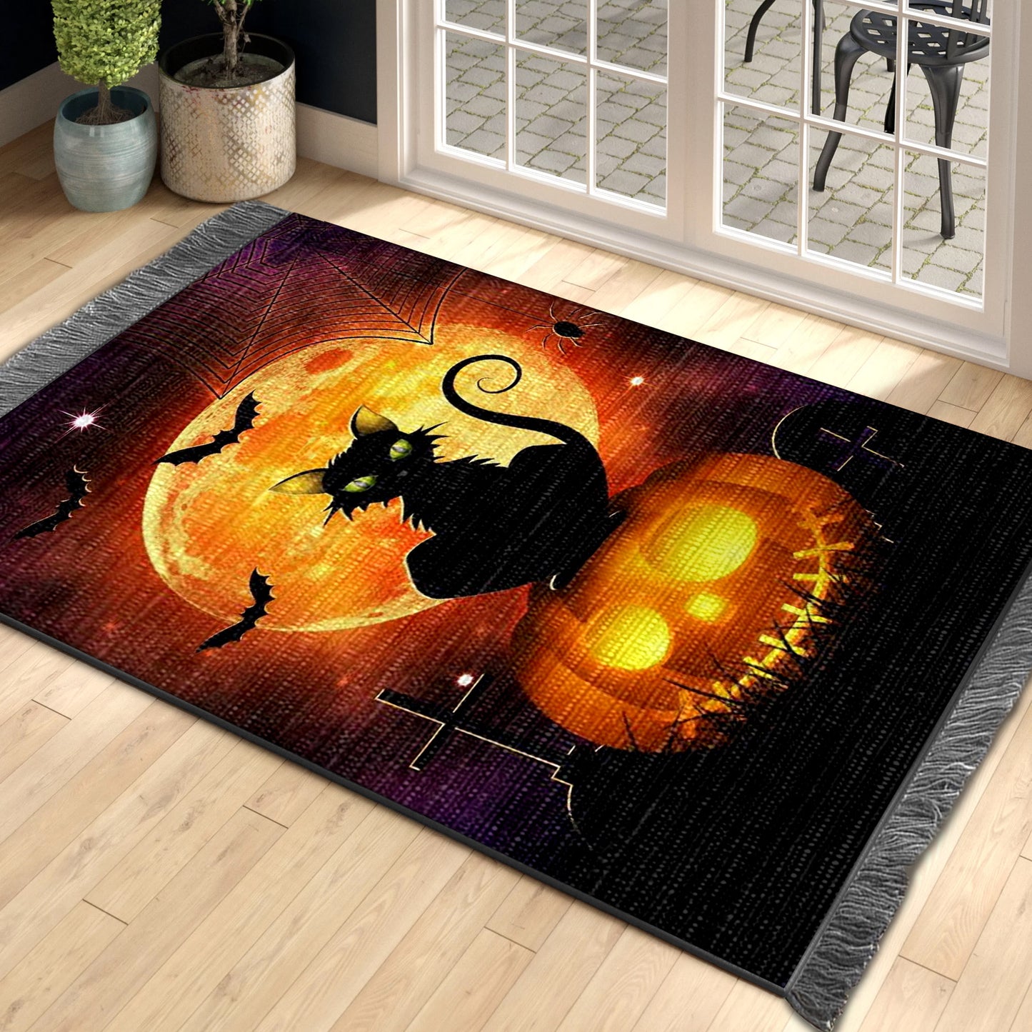 Cat Halloween HN280823O Decorative Floor-cloth