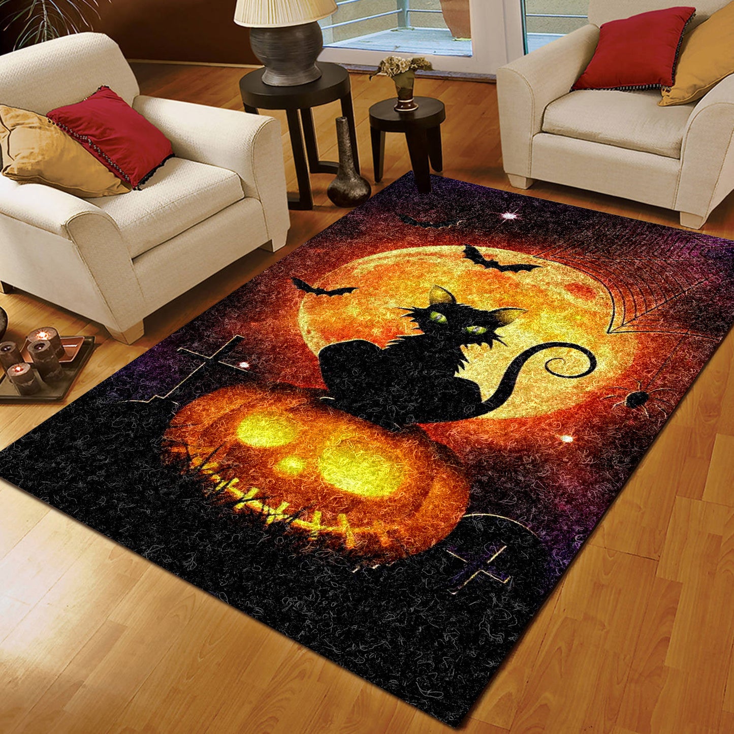 Cat With Halloween HN270817R Rug