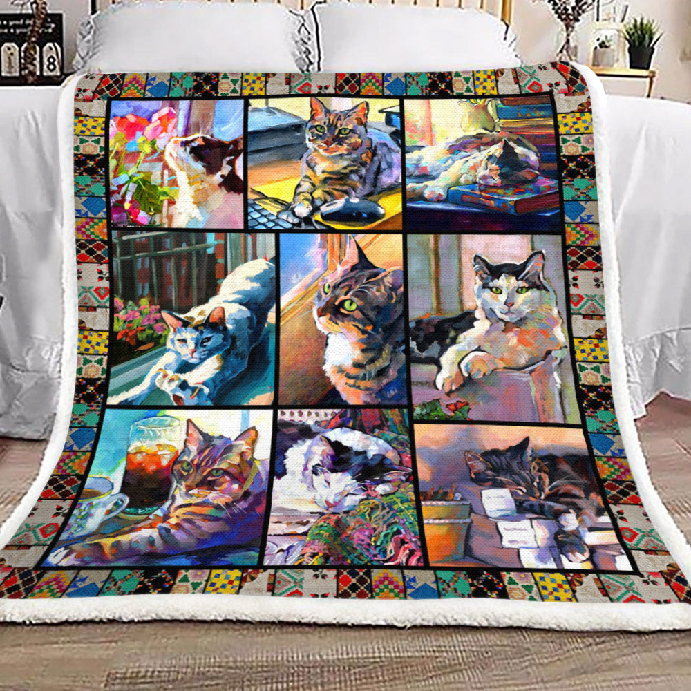 Cat YH25100945F Sherpa Fleece Blanket