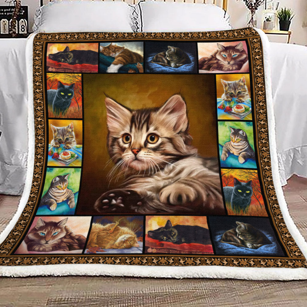 Cat YH3010244F Sherpa Fleece Blanket