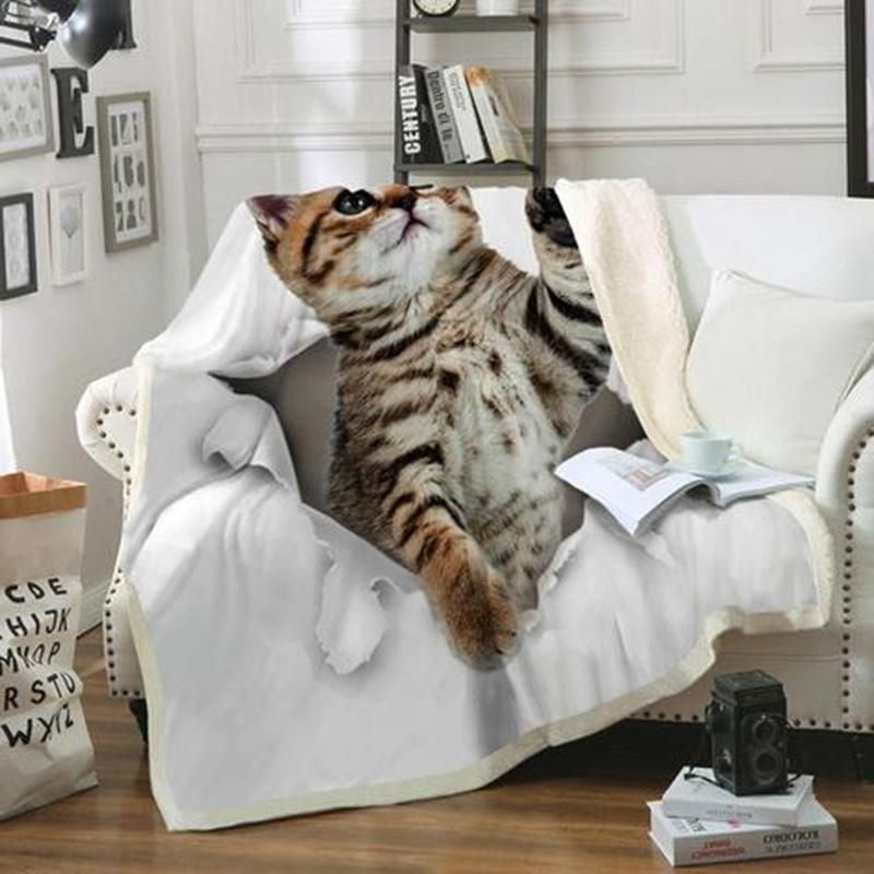 Cat CL20110359MDF Sherpa Fleece Blanket
