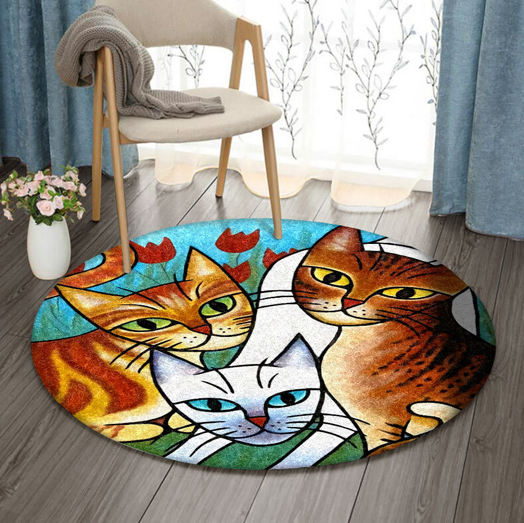 Cats HN3009026RR Round Area Rug