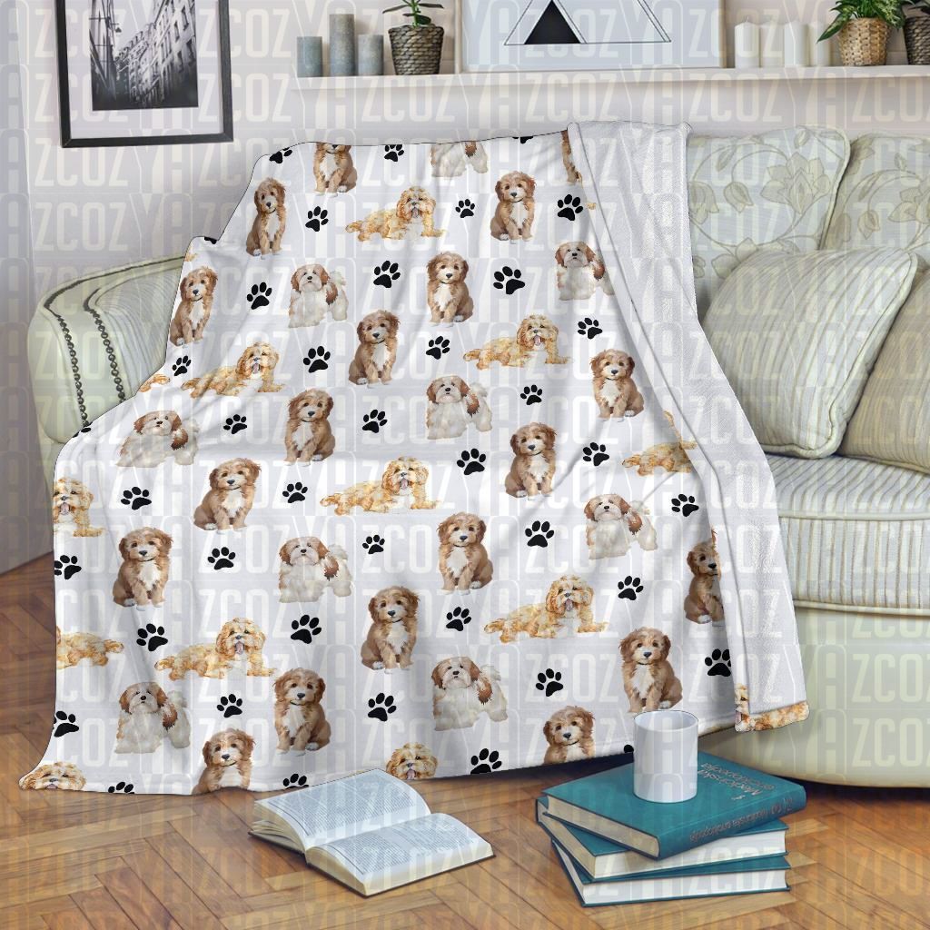 Cavachon Paw CL21110216MDF Sherpa Fleece Blanket