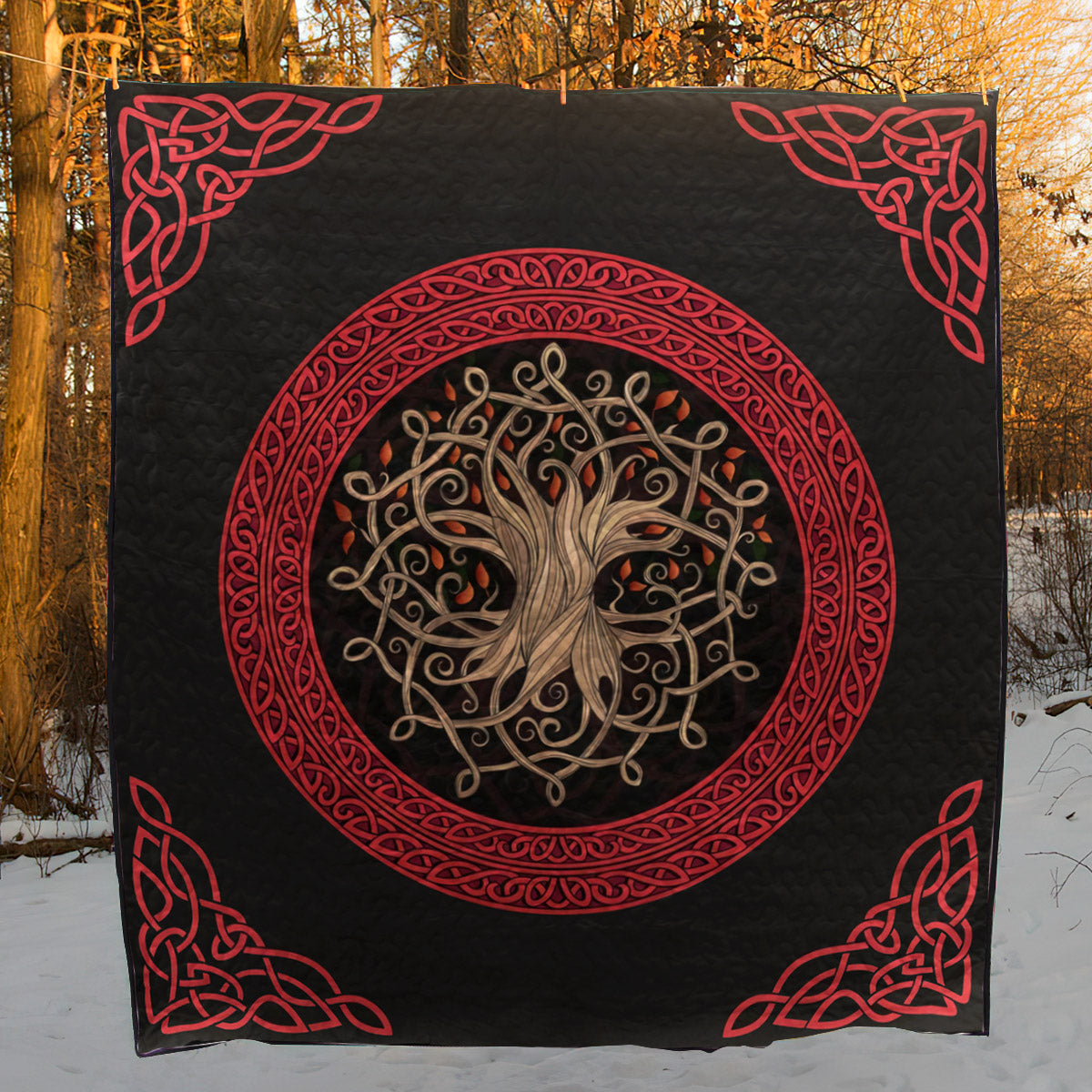 Celtic Red Thistle Tree Of Life CLA2211182Q Quilt Blanket