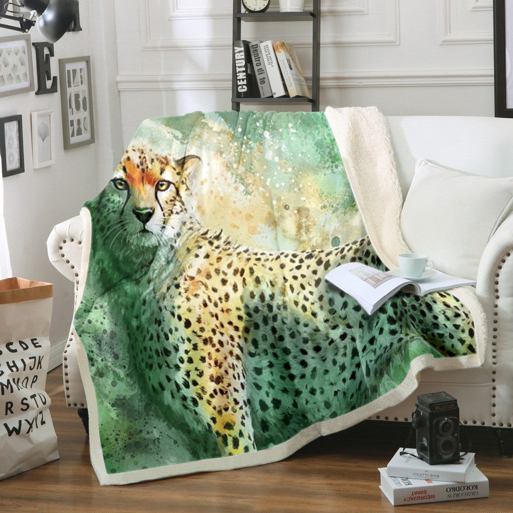 Cheetah HM0310049TT Sherpa Fleece Blanket