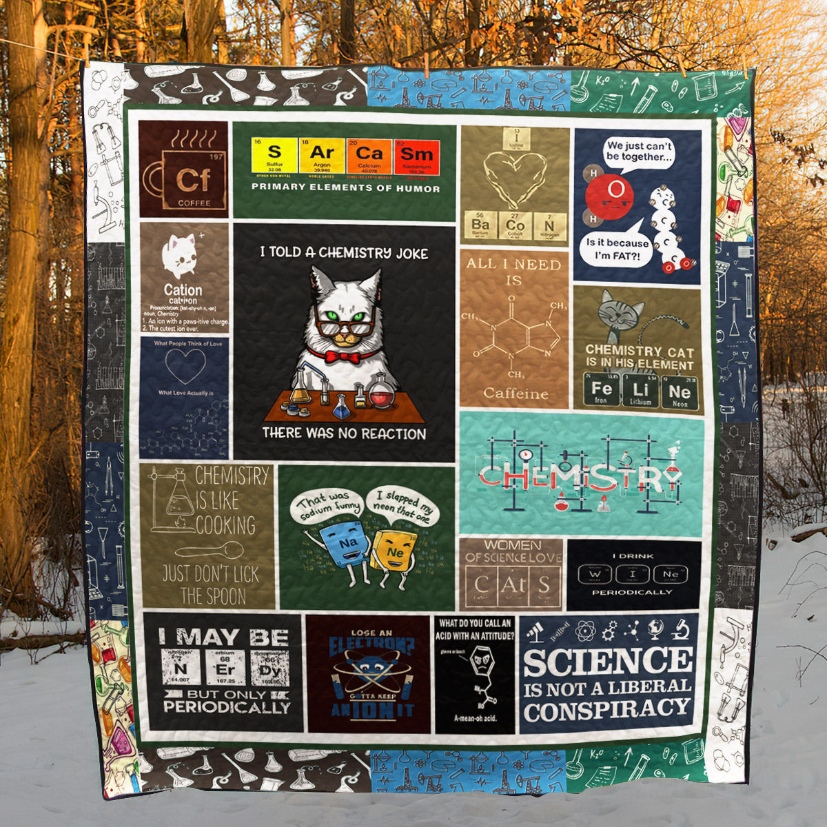 Chemistry Cat CLH0511157Q Quilt Blanket