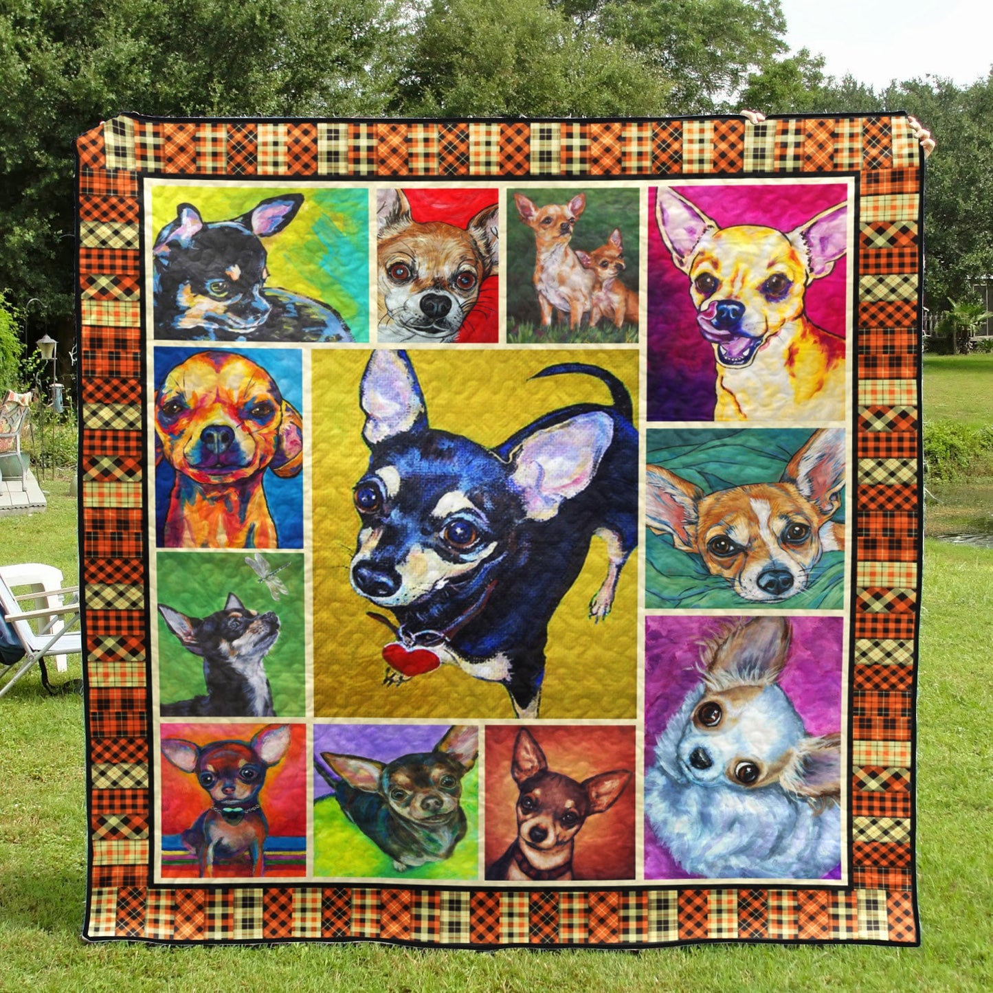 Chihuahua Dog CL28100412MDQ Quilt Blanket