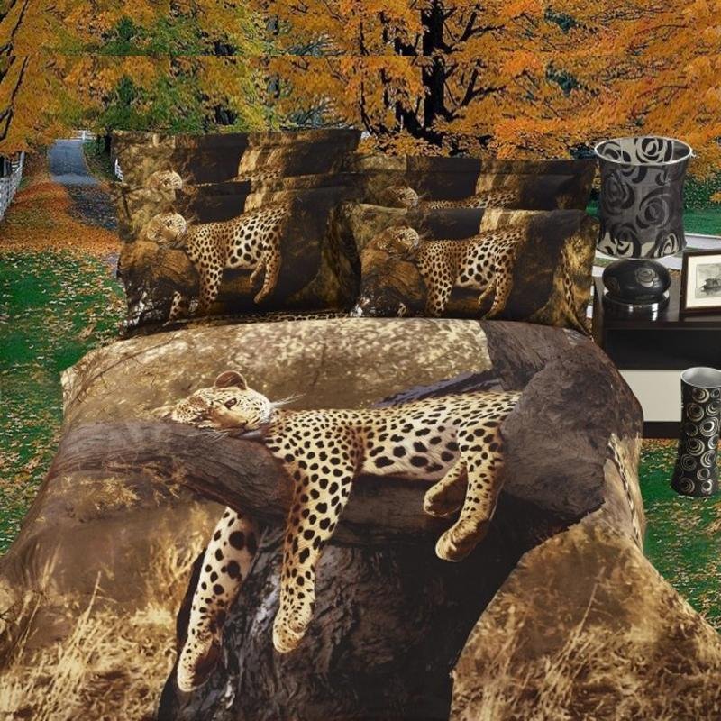 Chocolate Brown And Light Tan Safari Animal Themed Leopard CLA1210140B Bedding Sets