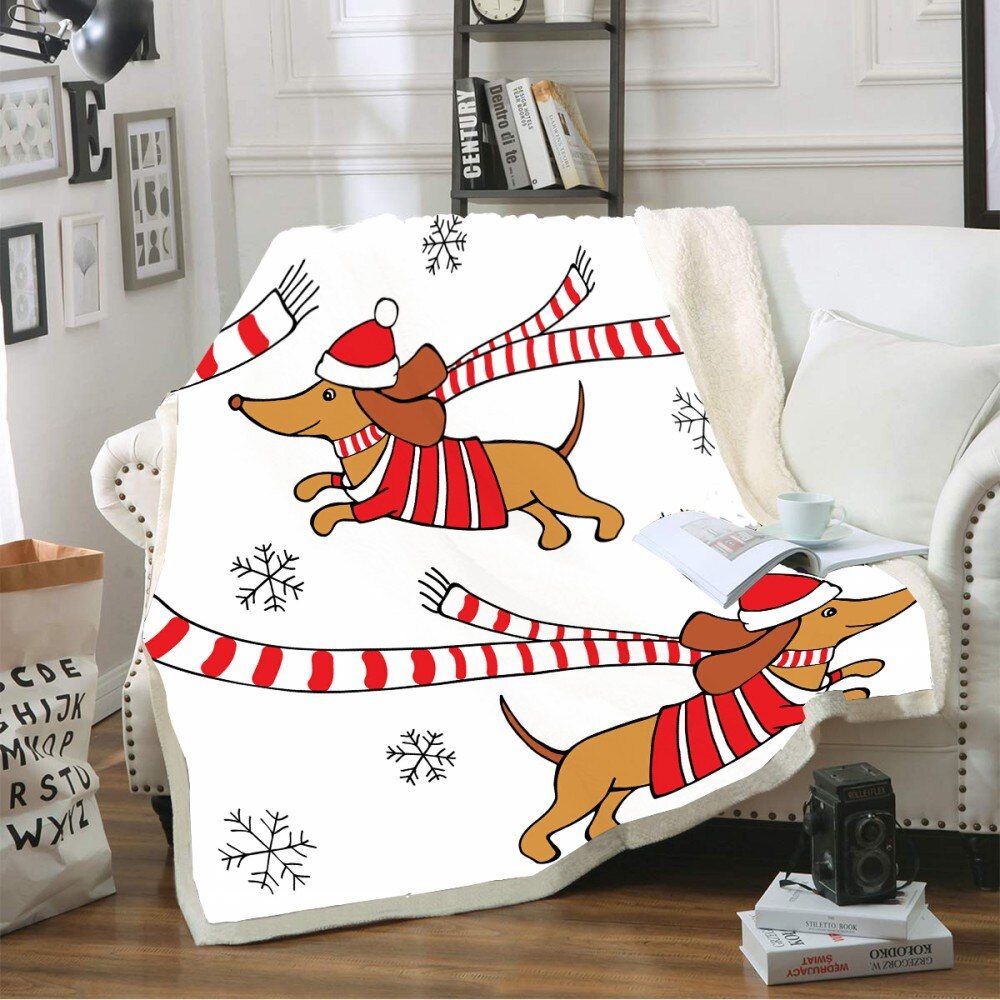 Christmas Dachshund CLA0510055F Sherpa Fleece Blanket
