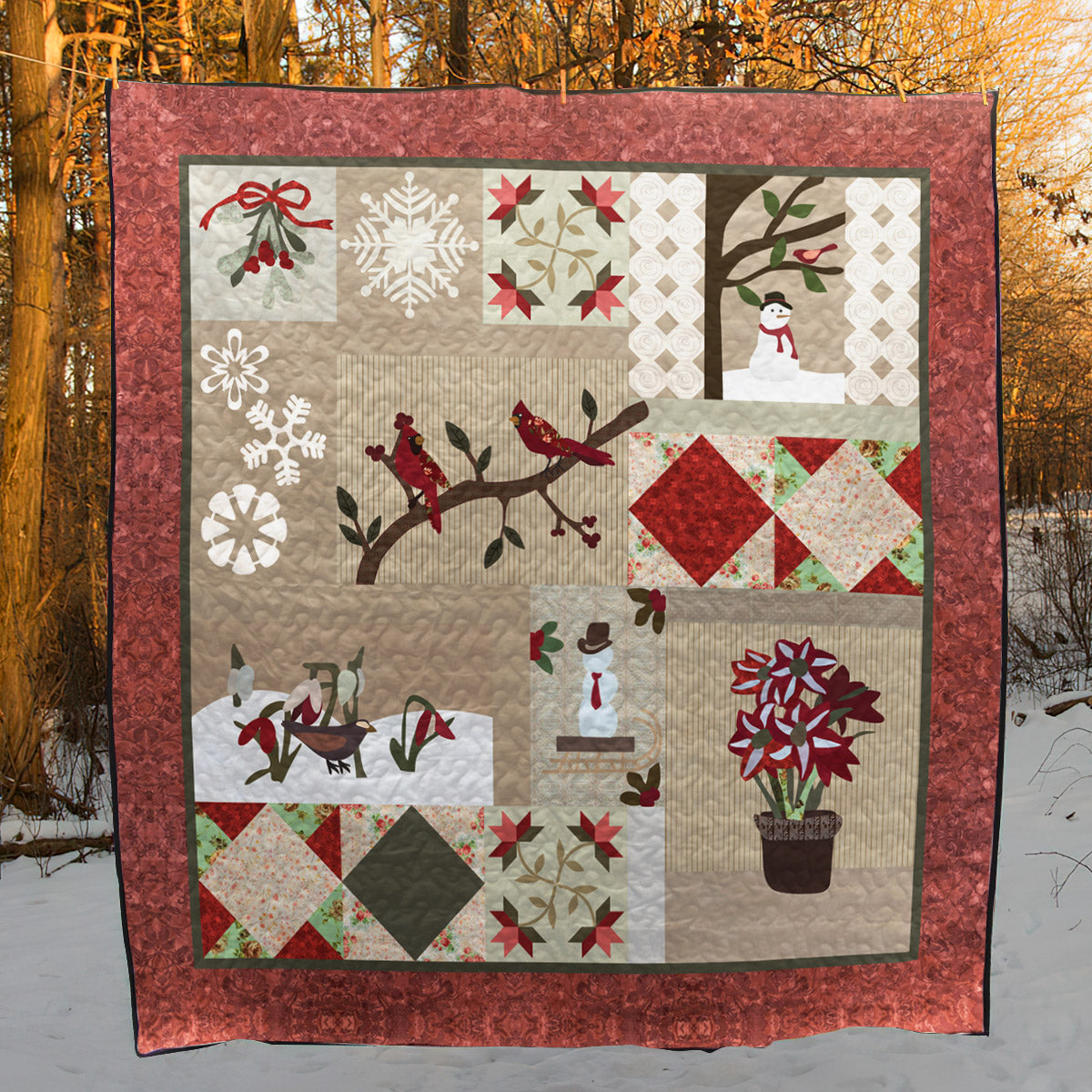 Christmas Cardinal CLA1910133Q Quilt Blanket