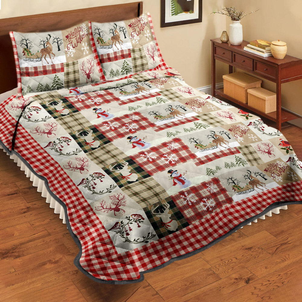 Christmas Rustic Lodge Deer Quilt Bedding Set CLA2909001qs