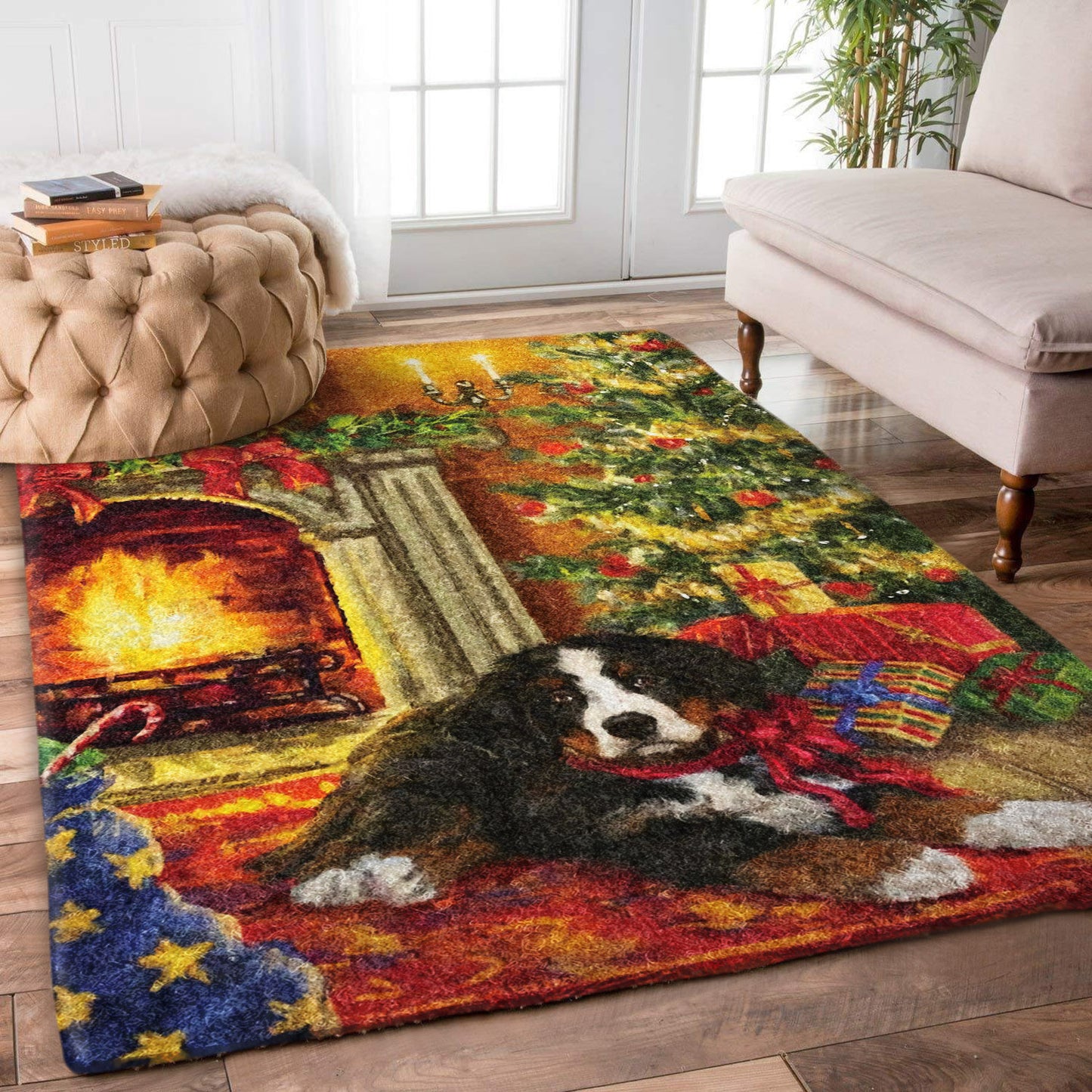Christmas Bernese Mountain Dog DN1910038R Rug