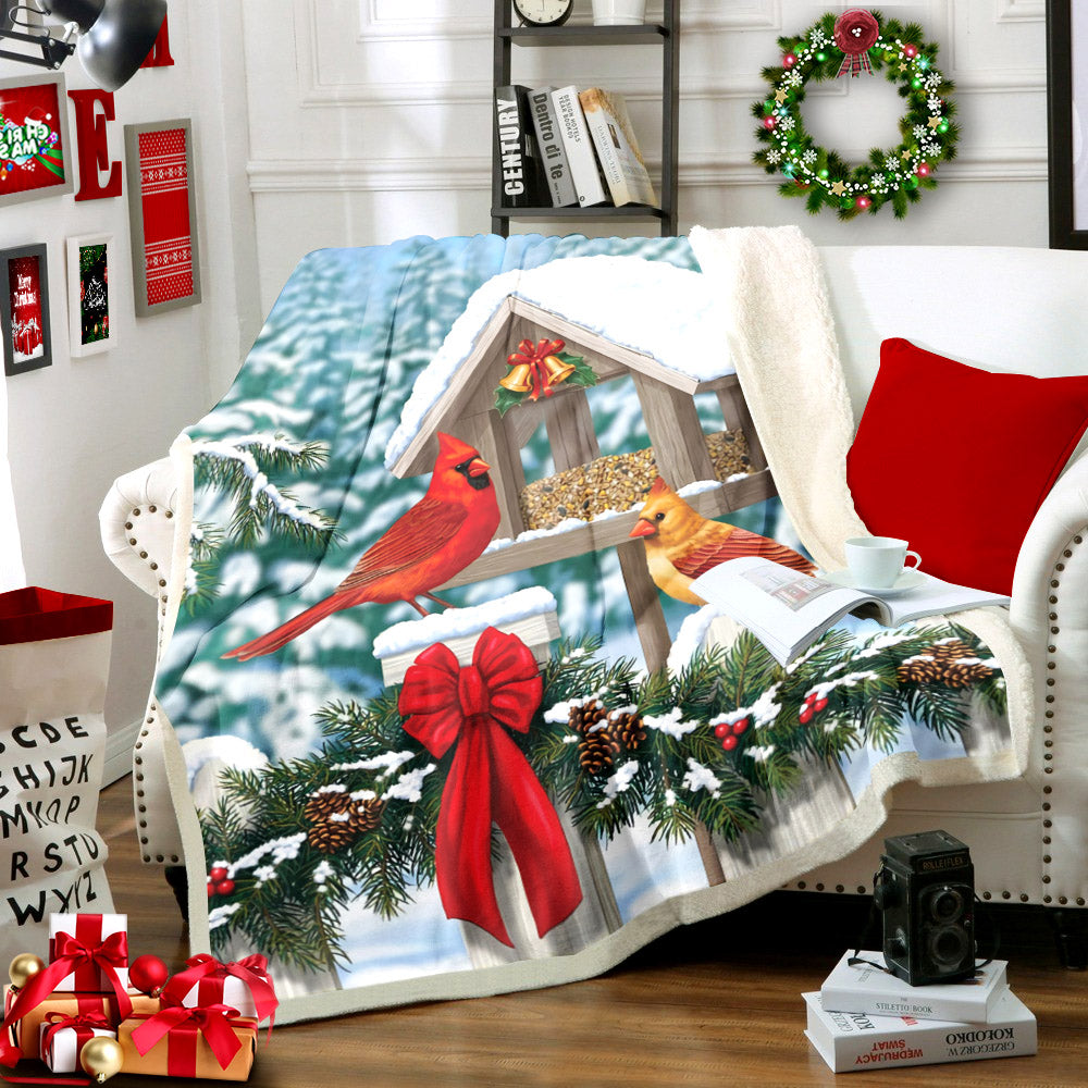 Christmas Cardinals HT2410029TT Sherpa Fleece Blanket