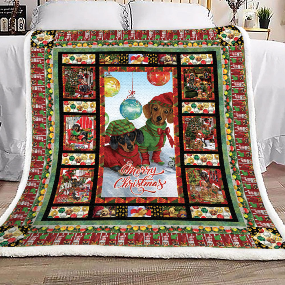 Christmas Dachshund YH25100759F Sherpa Fleece Blanket