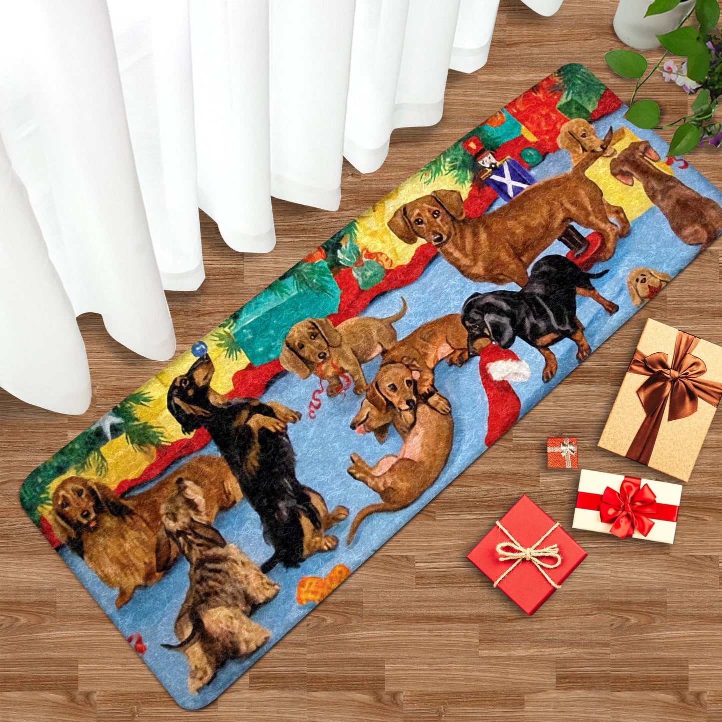 Christmas Dachshunds AA2810006N Runner Rug