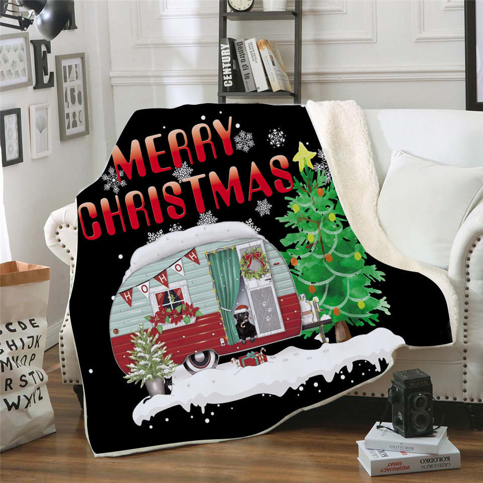 Christmas Dachsund Camping CL30100057MDF Sherpa Fleece Blanket