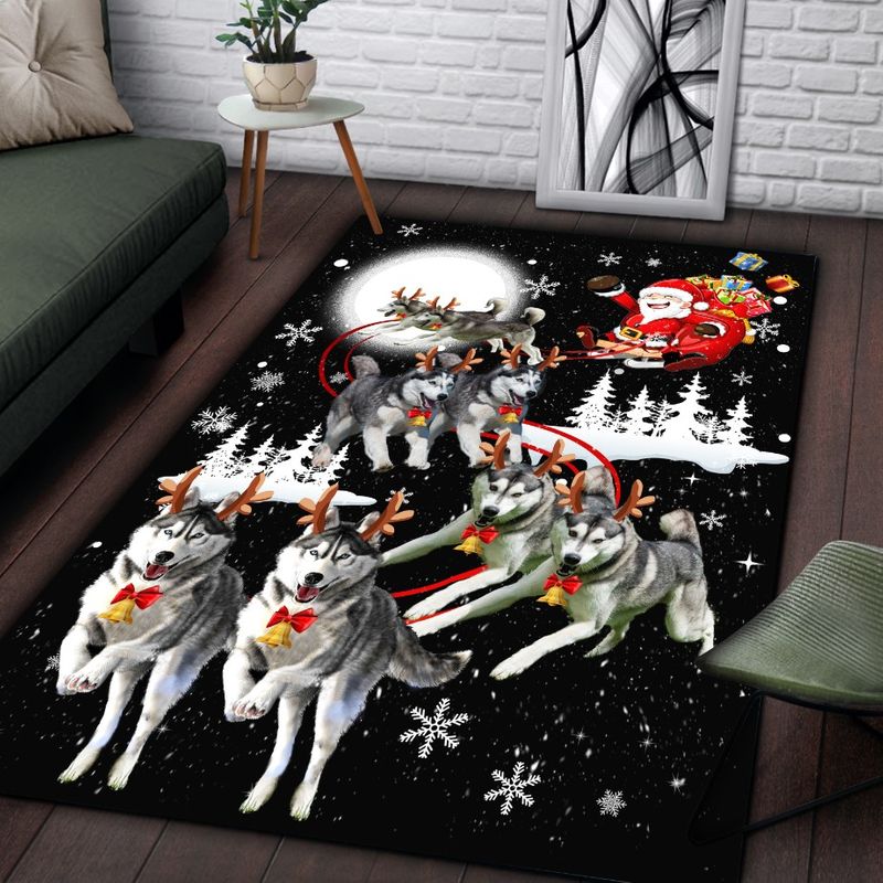 Christmas Siberian Husky Reindeer CLM2310130M Rug