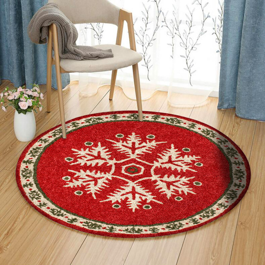 Christmas Snowflake DN0411139RR Round Area Rug