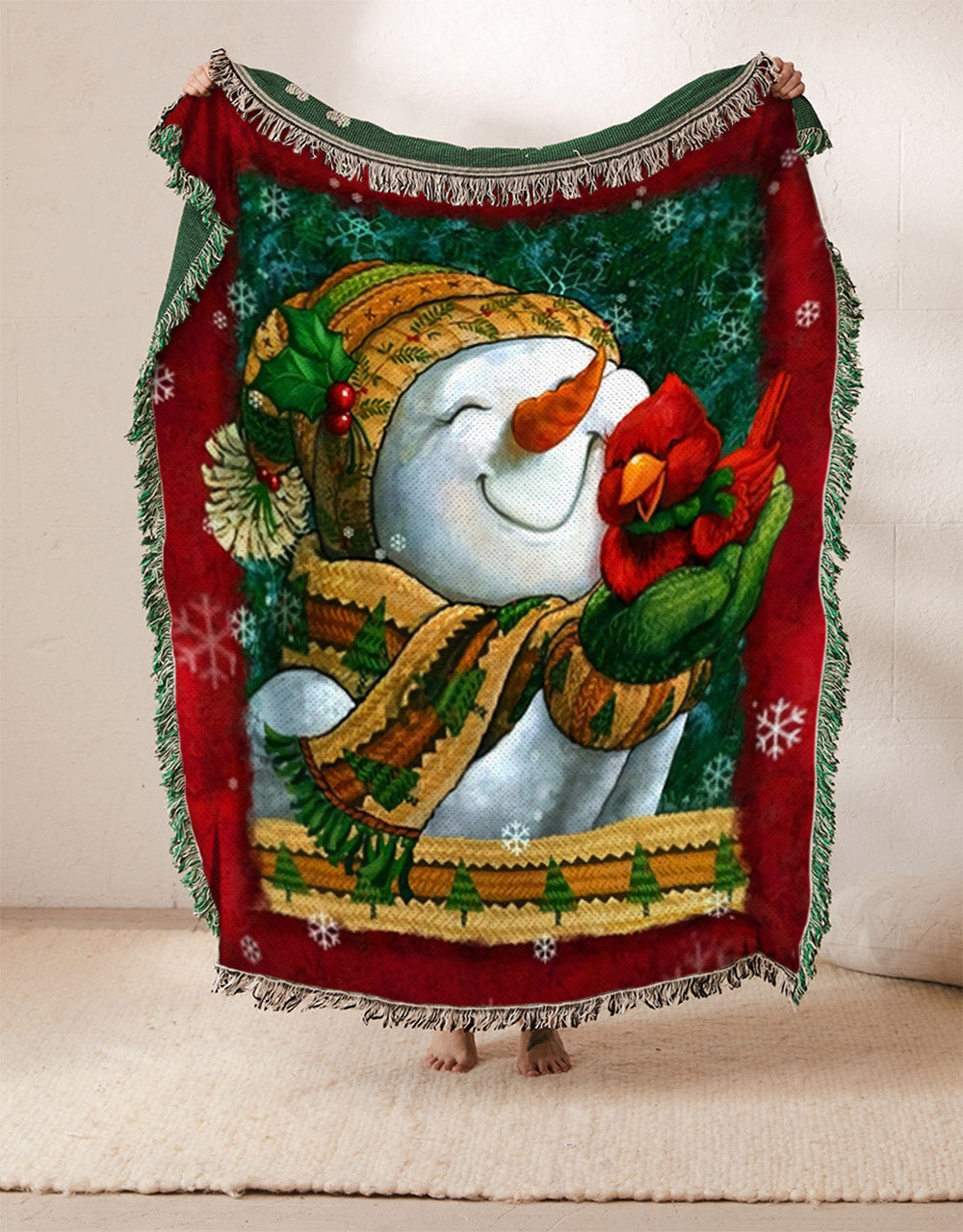 Christmas Snowman Cardinal BT2410053S Throw Blankets For Sofa