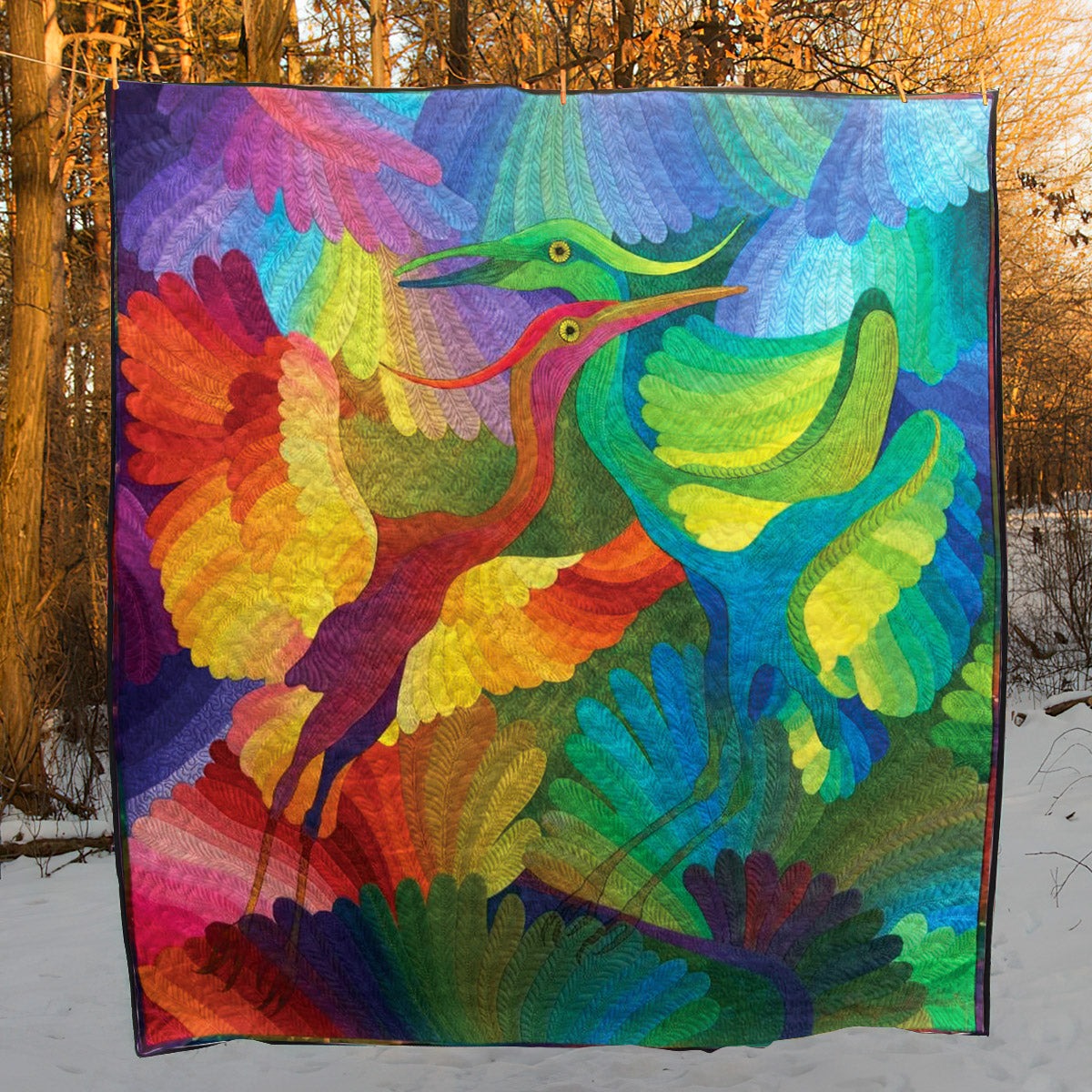 Colorful Cranes CLA0511255Q Quilt Blanket