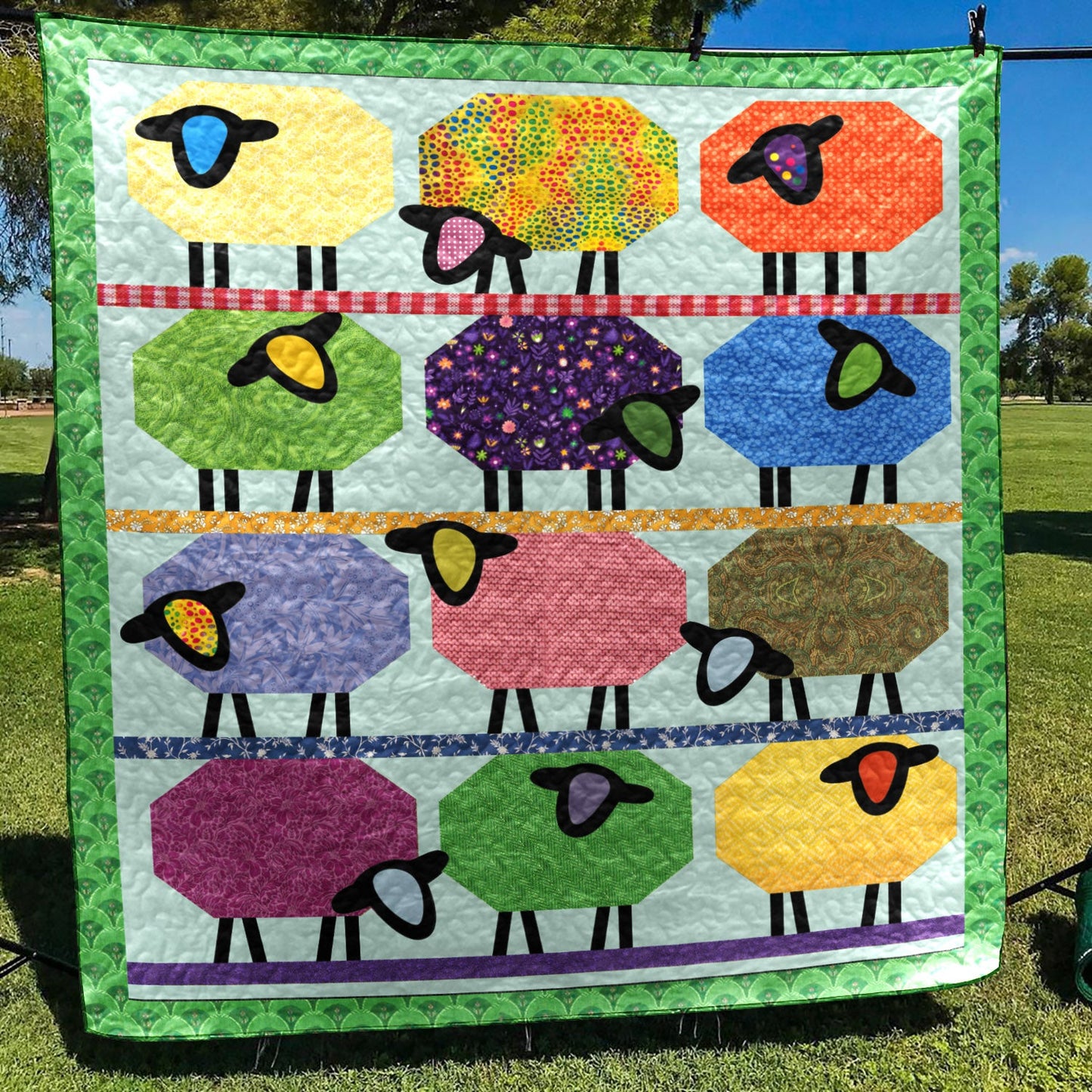 Colorful Sheep CLP1111122Q Quilt Blanket