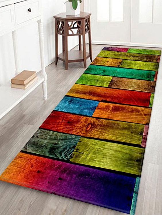 Colorful Color Spliced Wood Grain CLA2309087RU Runner Rug
