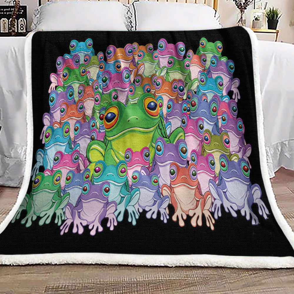 Colorful Froggy Family VD2410057F Sherpa Fleece Blanket