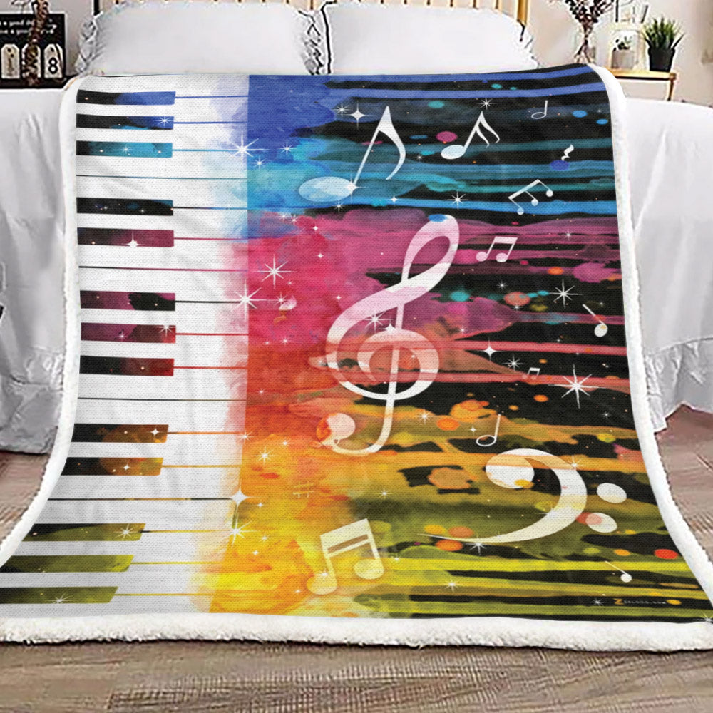 Colorful Piano And Music Note DD0711171F Sherpa Fleece Blanket