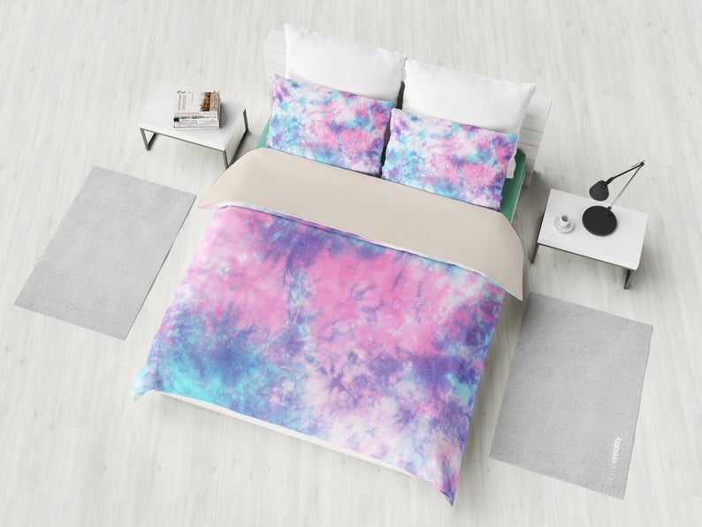 Colorful Pink Purple Tie Dye Abstract CLH1010117B Bedding Sets