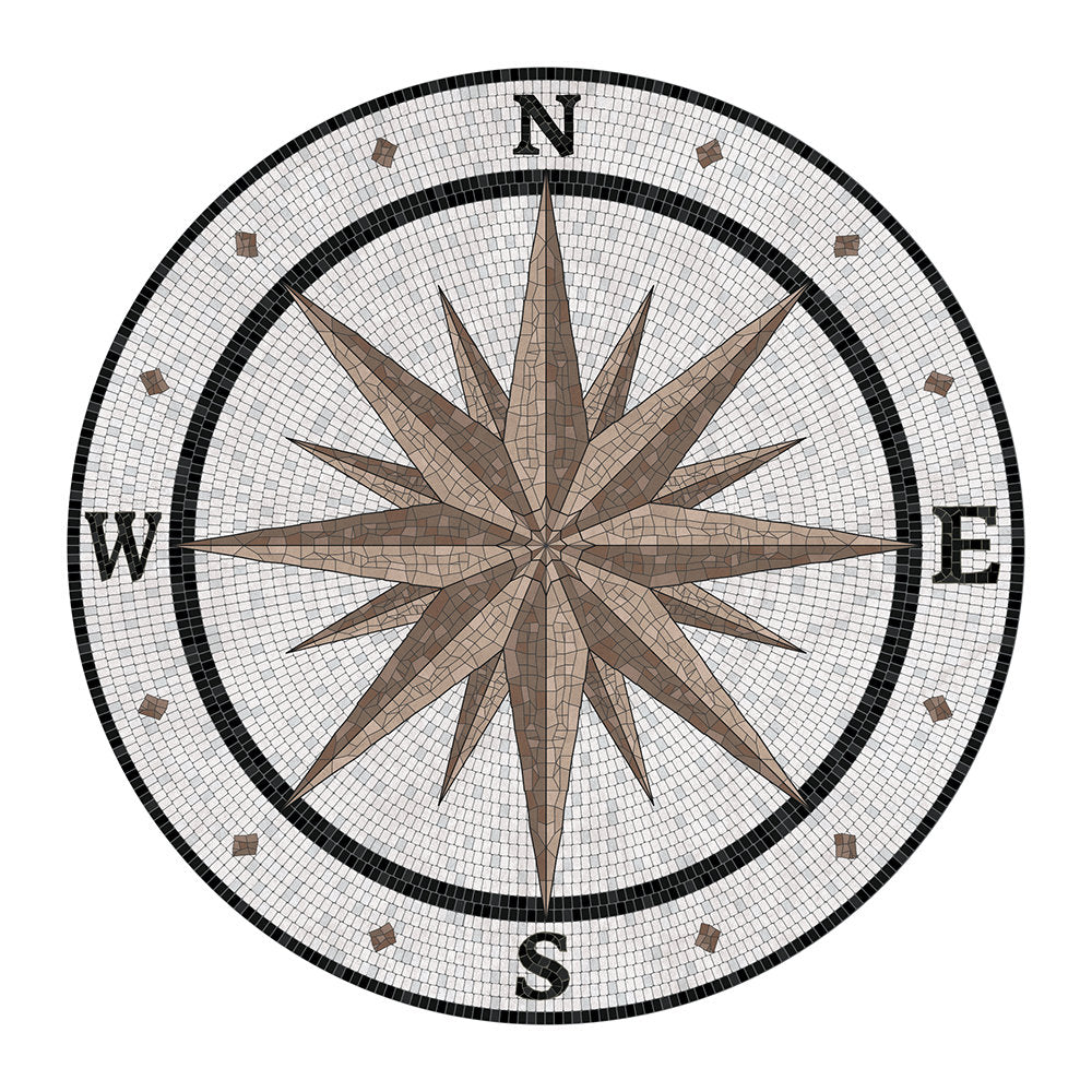 Compass Round Vinyl Floor Mat - Brown CLM1610077TM Round Area Rug