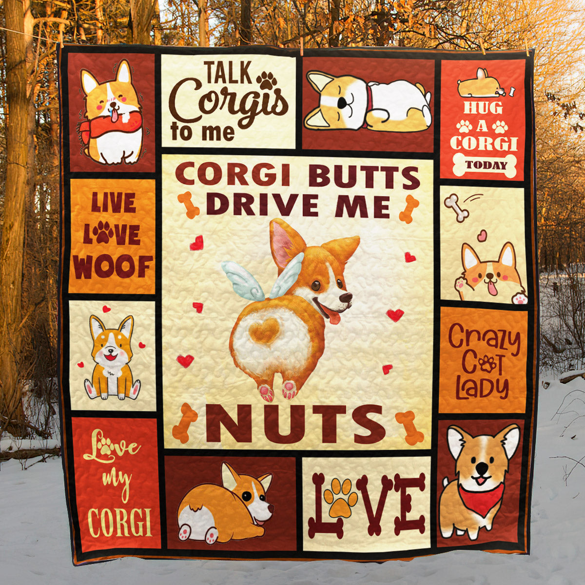 Corgi Dog CL01110073MDQ Quilt Blanket