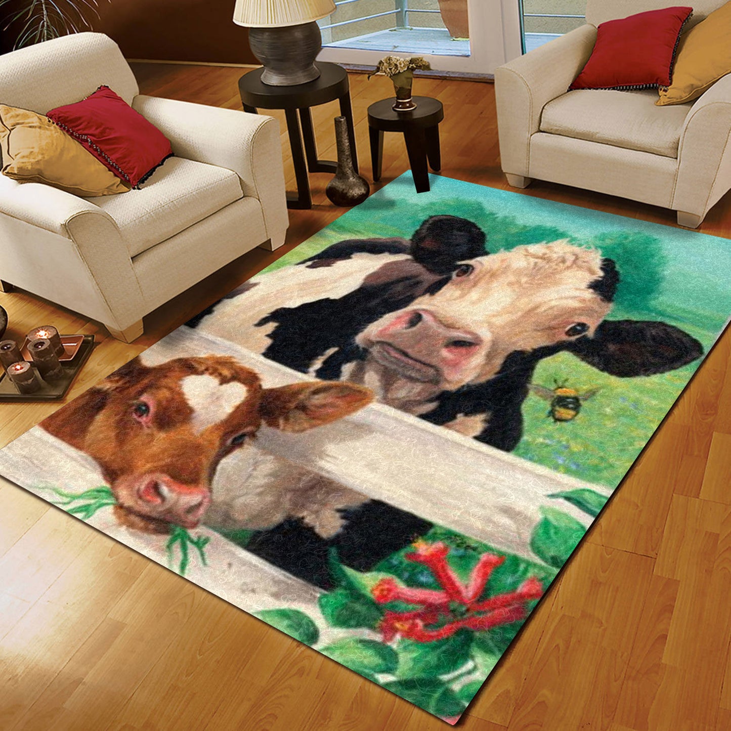 Cow Bee Flower CL22100172MDR Rug