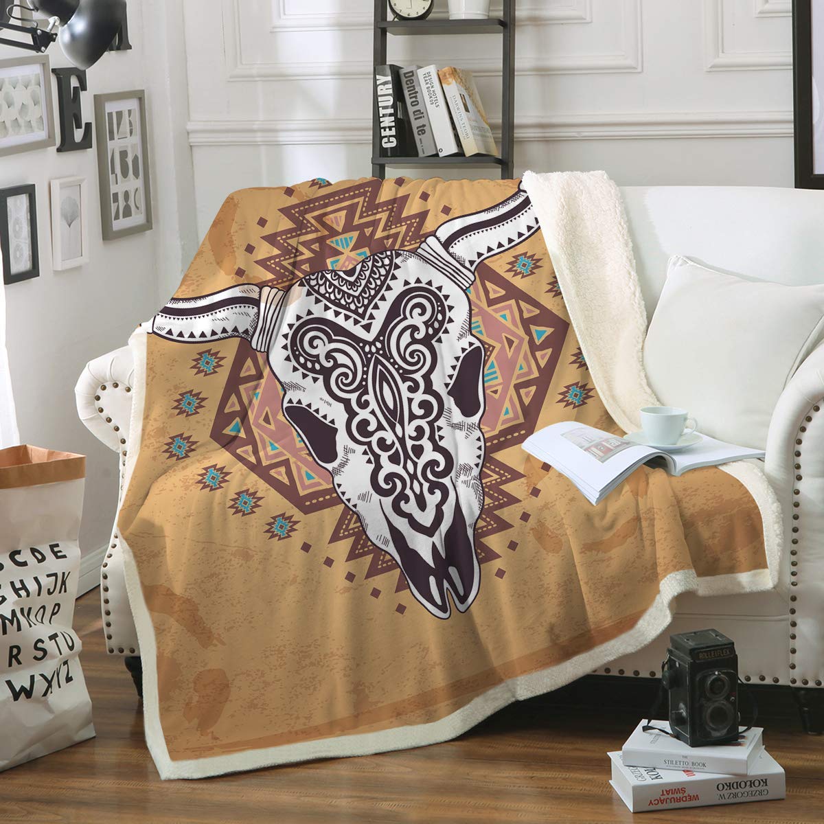 Cow Skull CLA0910283F Sherpa Fleece Blanket