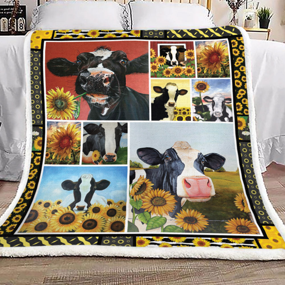 Cow Sunflower HM0710041TT Sherpa Fleece Blanket