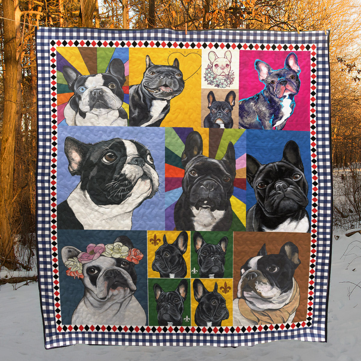 Cute French Bull CL22100137MDQ Quilt Blanket