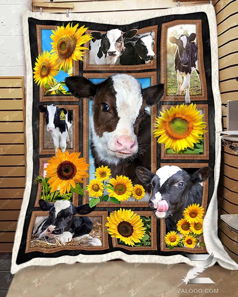 Cute Cows And Sunflowers CL25110139MDF Sherpa Fleece Blanket