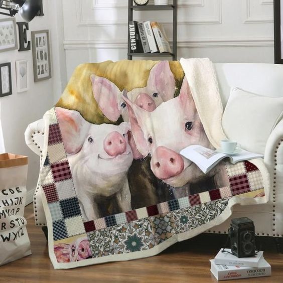 Cute Pig CLA0910276F Sherpa Fleece Blanket