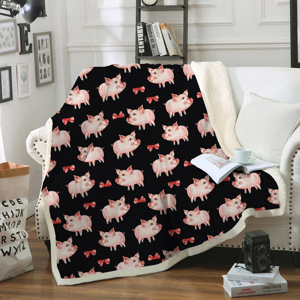 Cute Pig CLA1110171F Sherpa Fleece Blanket