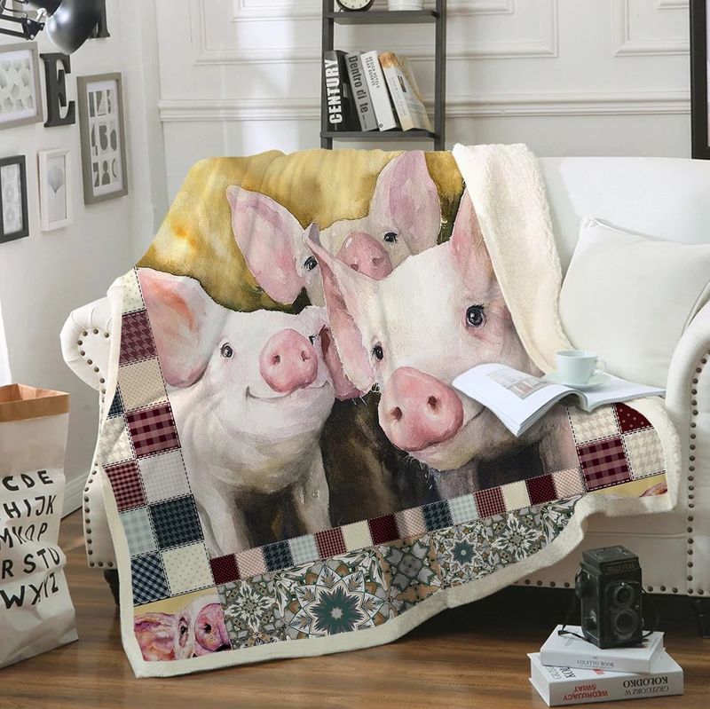 Cute Pig CLM2410108S Sherpa Fleece Blanket
