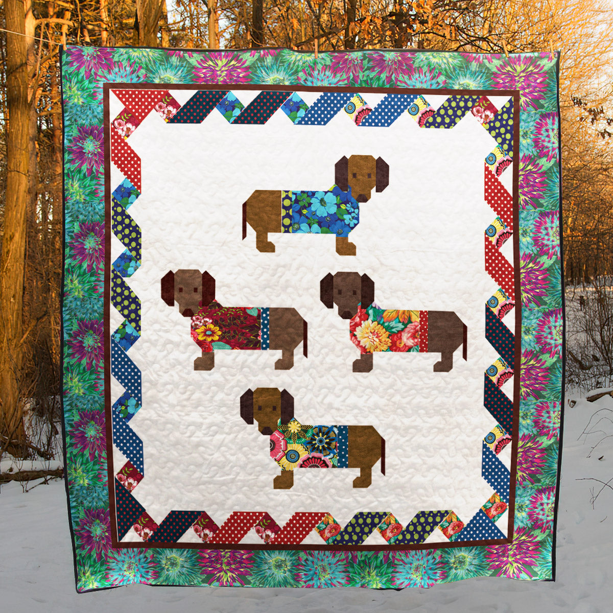 Dachshund CLP2211098Q Quilt Blanket