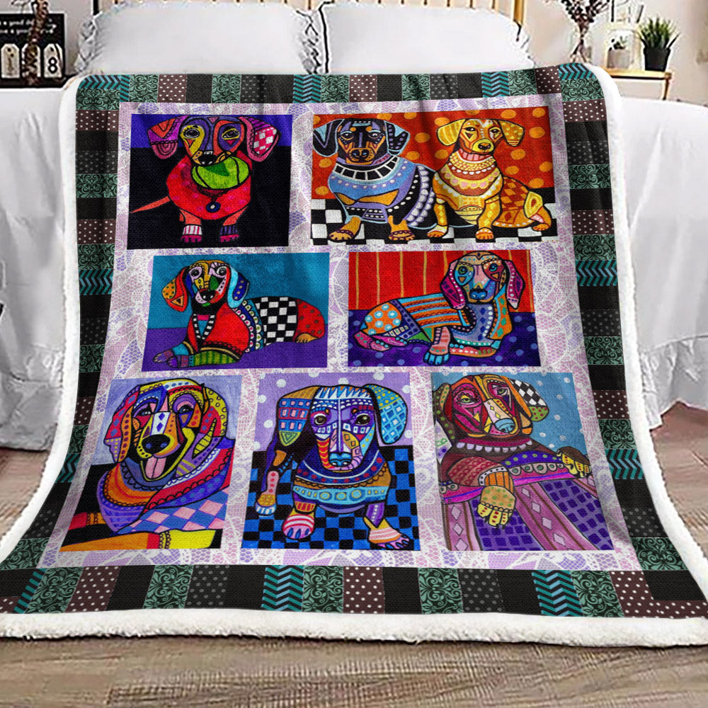 Dachshund Art DD210971F Sherpa Fleece Blanket
