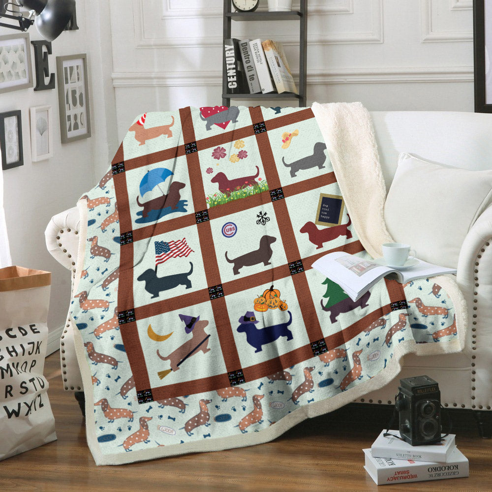 Dachshund CL02110411MDF Sherpa Fleece Blanket