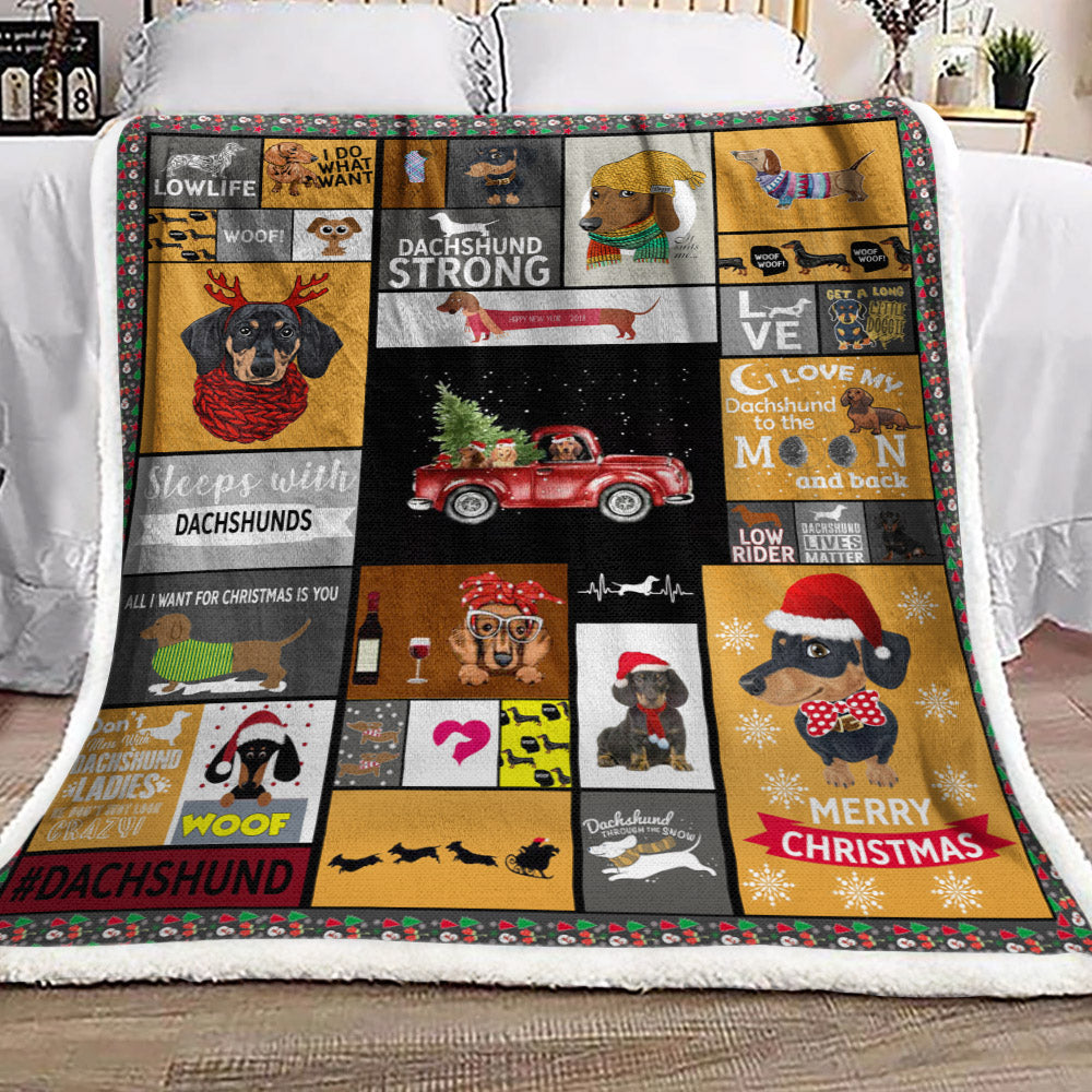 Dachshund DD210973F Sherpa Fleece Blanket