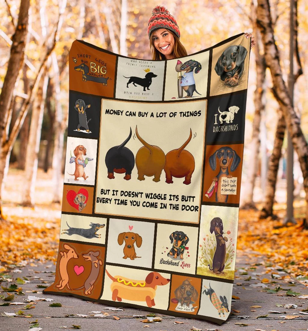 Dachshund Dog CLM0111078S Sherpa Fleece Blanket