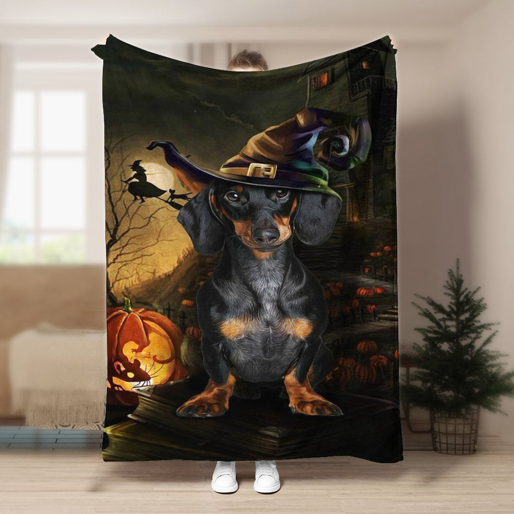 Dachshund Halloween HN170969F Sherpa Fleece Blanket