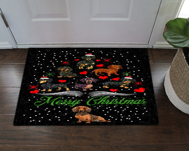 Dachshund Merry Christmas HN14100073D Non-slip Door mats
