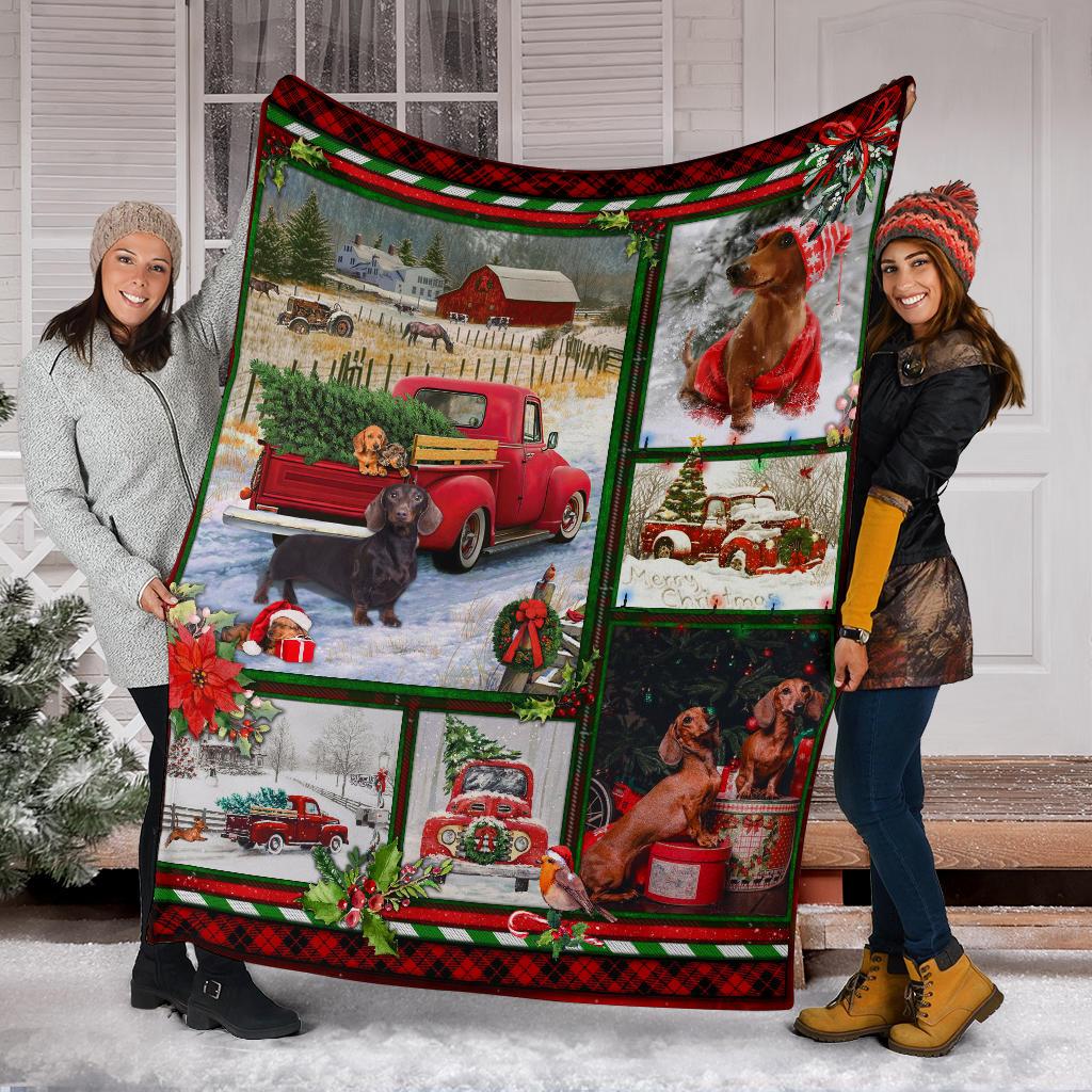 Dachshund Red Truck Christmas CLM3010201S Sherpa Fleece Blanket
