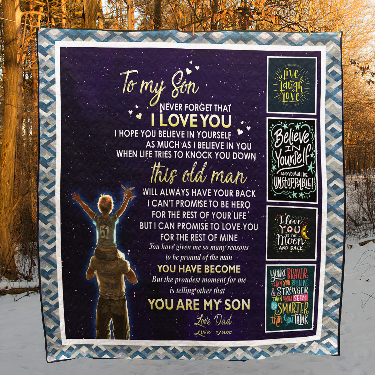 To My Son Dad CL01110523MDQ Quilt Blanket