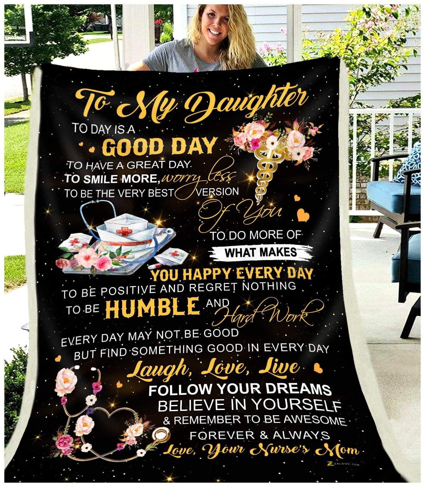 Daughter Nurse Today Is A Good Day Love Your Mom CL25110173MDF Sherpa Fleece Blanket