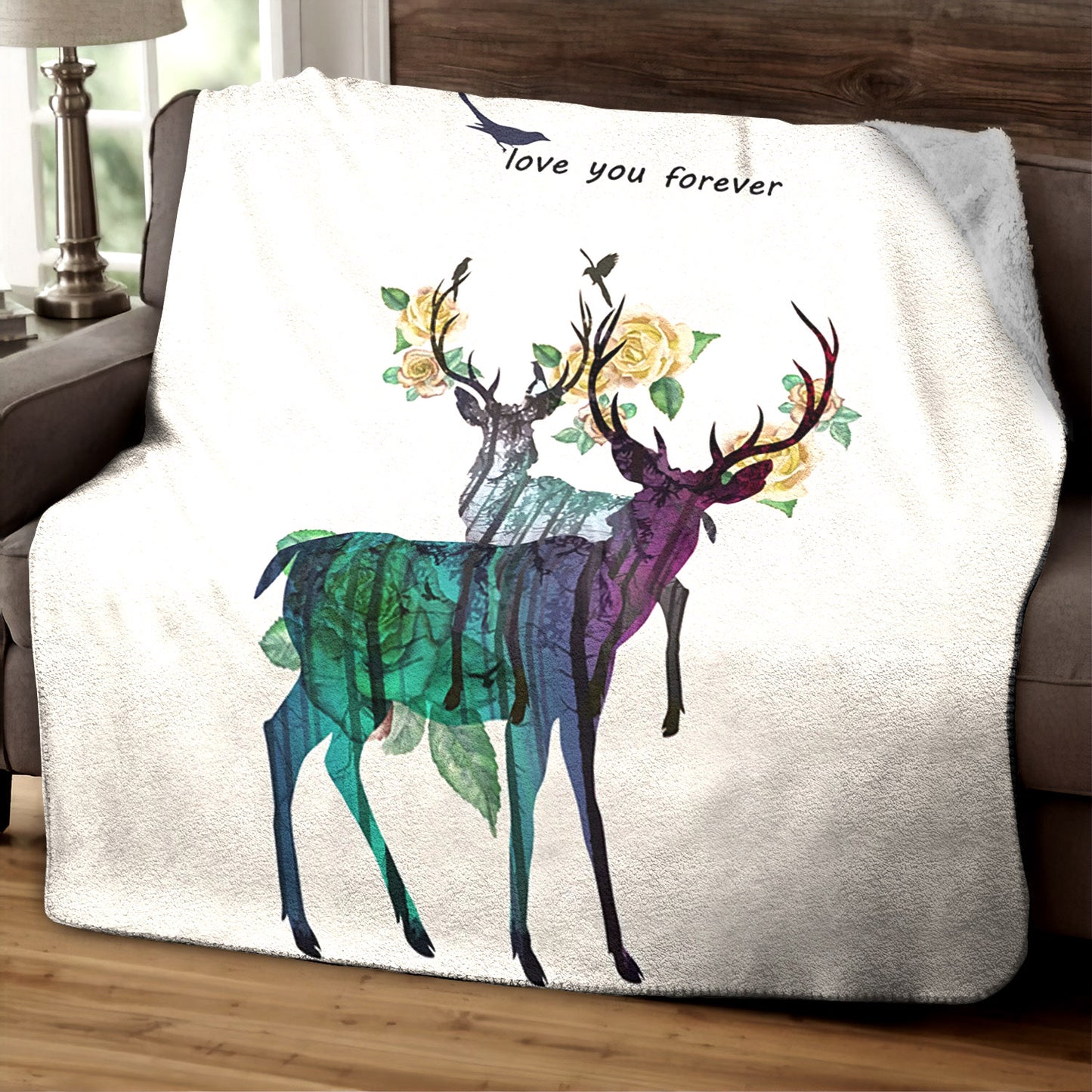 Deer CG270830F Sherpa Fleece Blanket